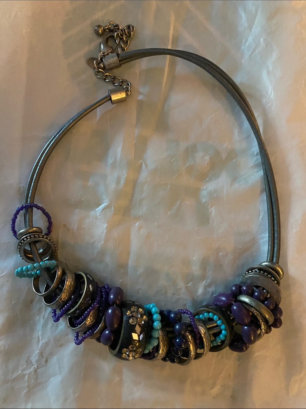 Chico's Purple and Turquoise Multi-Bead Statement Necklace